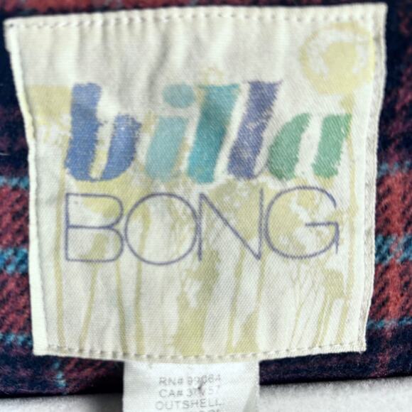 Billabong jacket women's small buffalo plaid grunge y2k quilted hood vintage - Picture 13 of 15